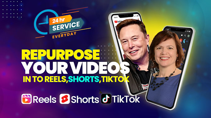 Gig Preview - Repurpose your youtube video into tiktok, reels, and shorts