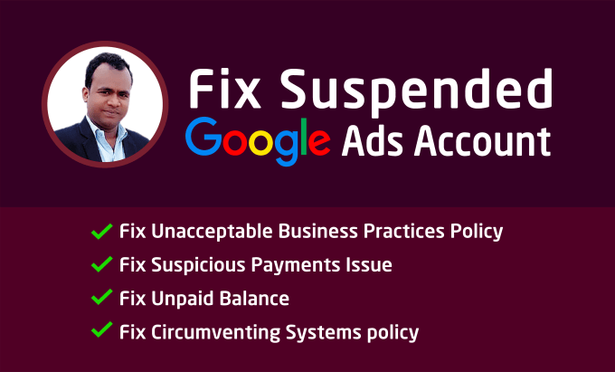 Gig Preview - Fix google ads suspension and reactivate adwords on appeal