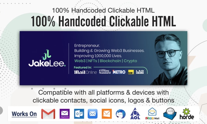 Bestseller - create clickable email signature HTML, clickable HTML email signature