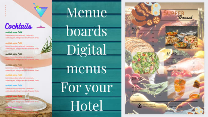 Gig Preview - Design digital menu, menu cards, menu board and candy logo