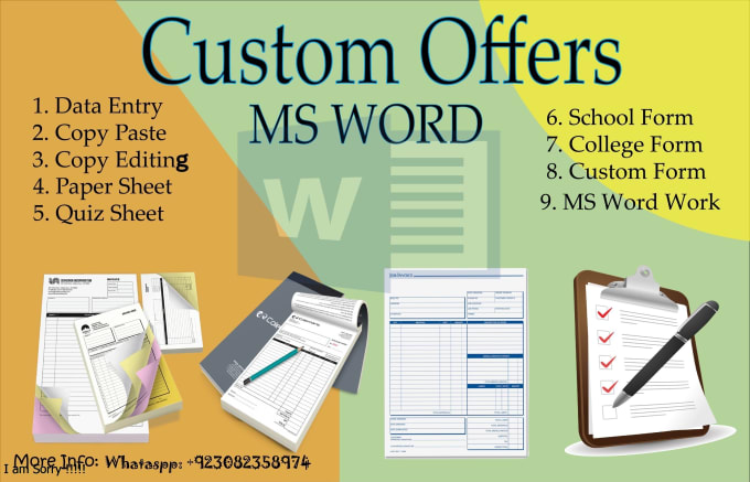 Gig Preview - Do ms word  school form  college form data entry custom offers