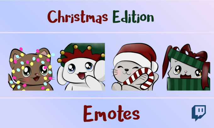 Gig Preview - Create cute christmas themed animal emotes