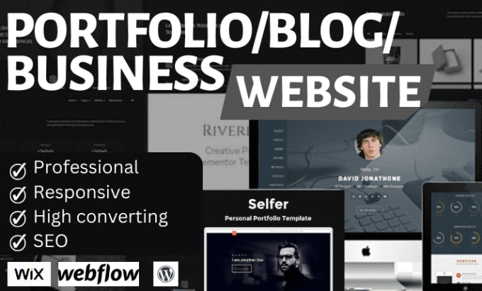 Gig Preview - Design professional portfolio, blog, business website with webflow, wordpress