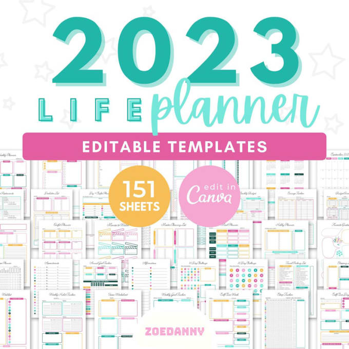 Gig Preview - Provide canva template for 2023 printable planner