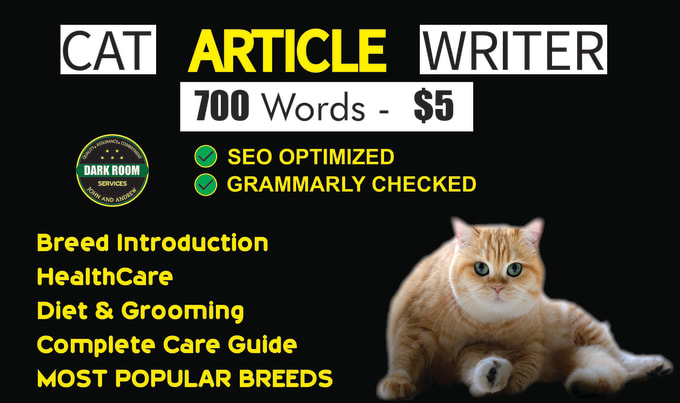 Gig Preview - Be your cat article writer for your cat blog or pet website store