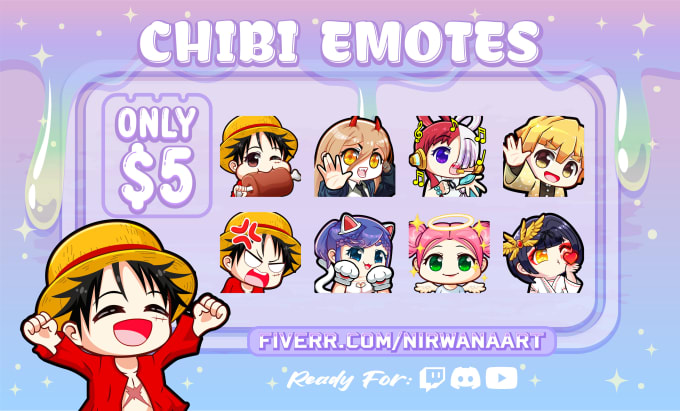 Gig Preview - Create custom cute emotes for twitch, youtube, discord