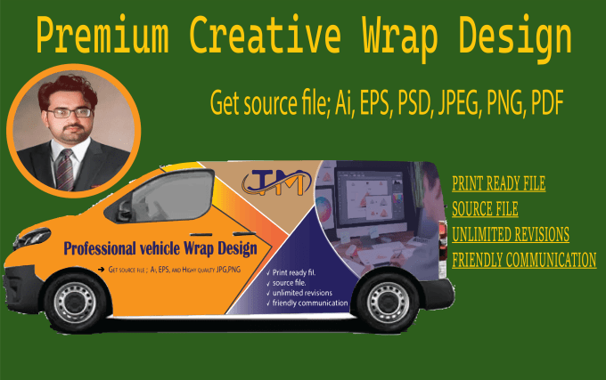 Gig Preview - Premium creative wrap design, truck, van, car,