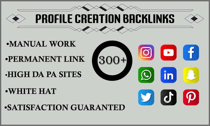 Gig Preview - Do 300 social media profile creation seo backlinks on hq sites