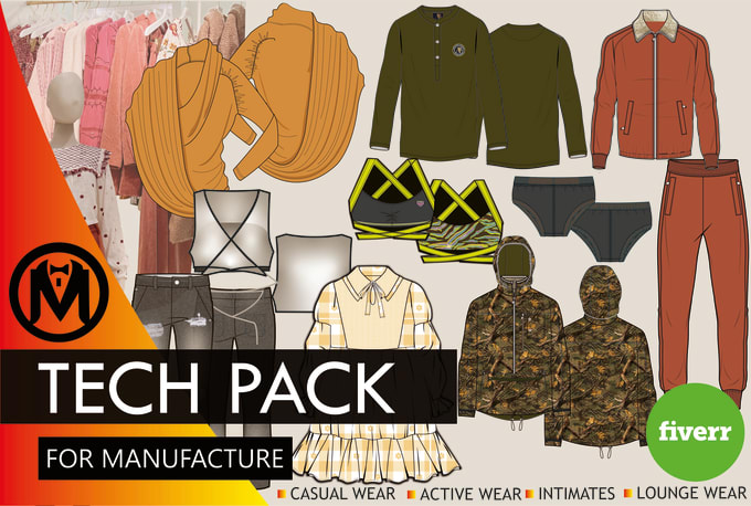 Gig Preview - Professional fashion tech pack for your designs