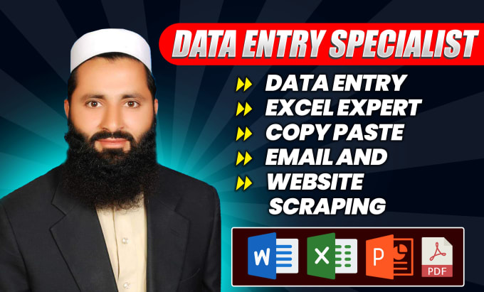 Gig Preview - Be your expert ms office data entry virtual assistant