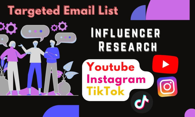 Gig Preview - Find best instagram, tiktok, youtube influencers list for influencer marketing