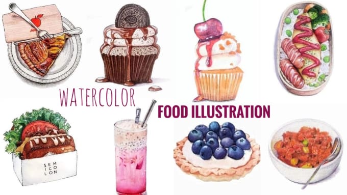 Gig Preview - Create watercolor illustrations of food for book and menu