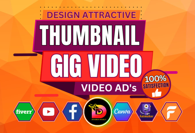 Gig Preview - Design fiverr gig thumbnail, gig video, youtube thumbnail