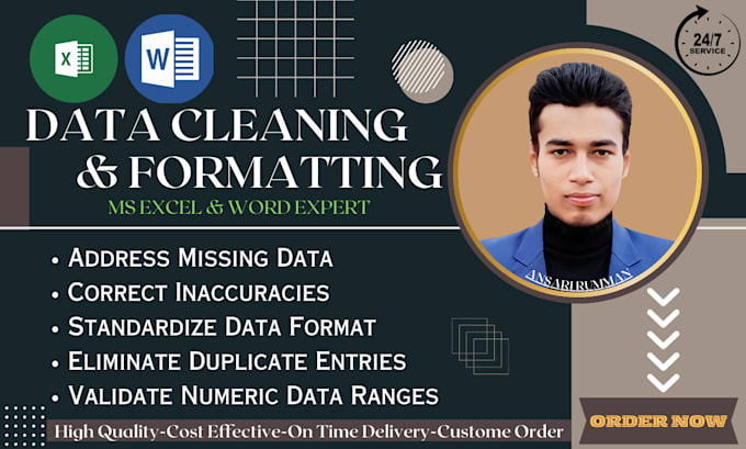 Gig Preview - Do excel data cleaning and formatting services