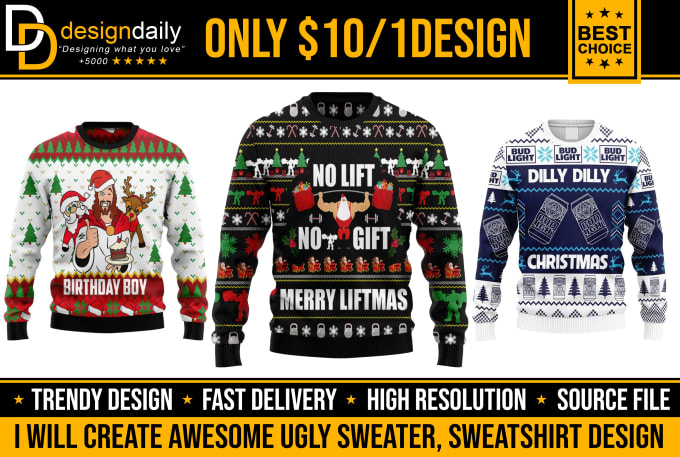 Gig Preview - Create awesome ugly sweater, sweatshirt design