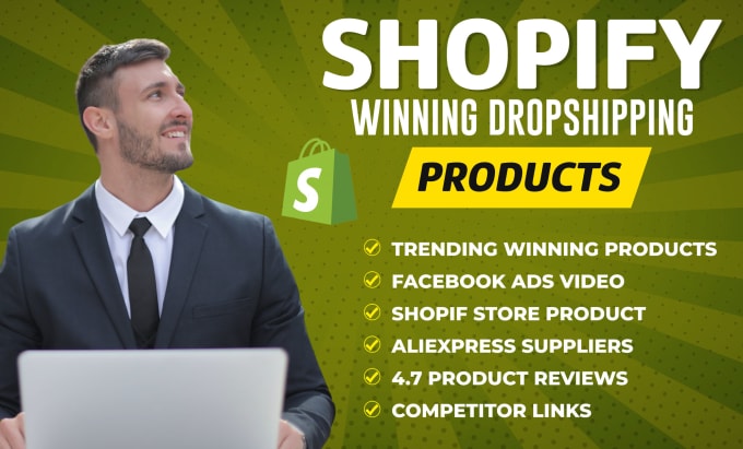 Gig Preview - Find shopify dropshipping winning products, product research