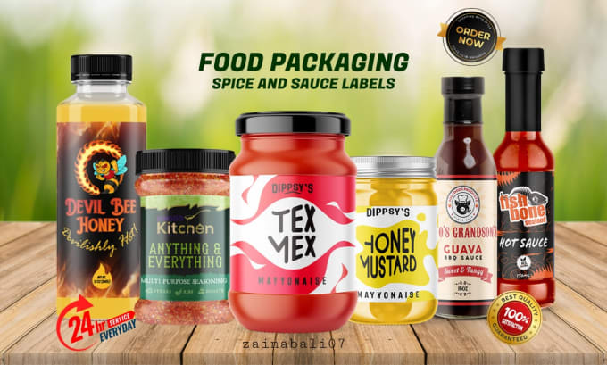 Gig Preview - Design jar labels, food labels, spice, sauce packaging, or cosmetic label