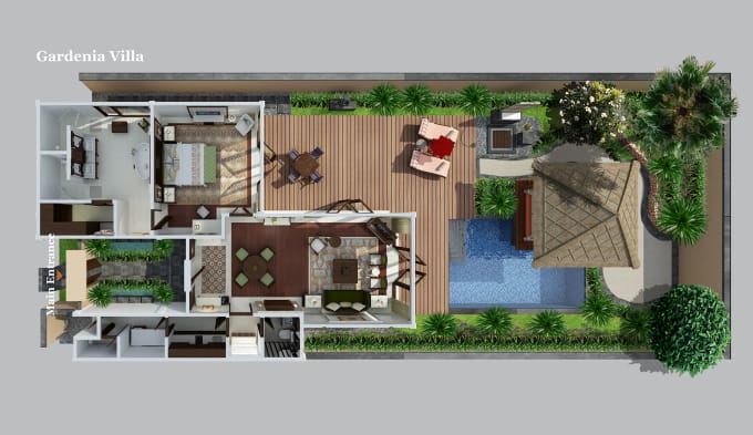 Gig Preview - Create 3d floor plan especially for hotels, villas and property ads