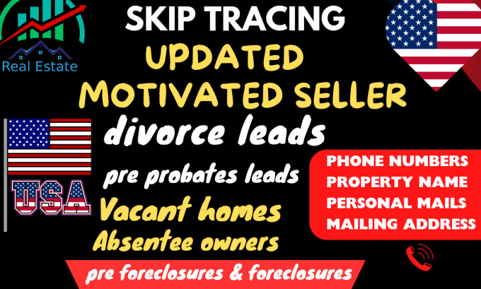 Gig Preview - Do motivated seller leads ,divorce,pre foreclosures with skip tracing