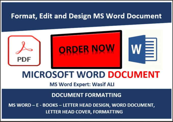 Gig Preview - Format, edit microsoft ms word documents, redesign, letterhead, cover,formatting