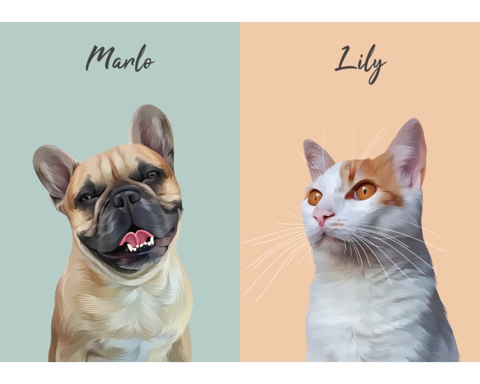 Gig Preview - Draw your dogs, cat and other pets into cartoon portrait