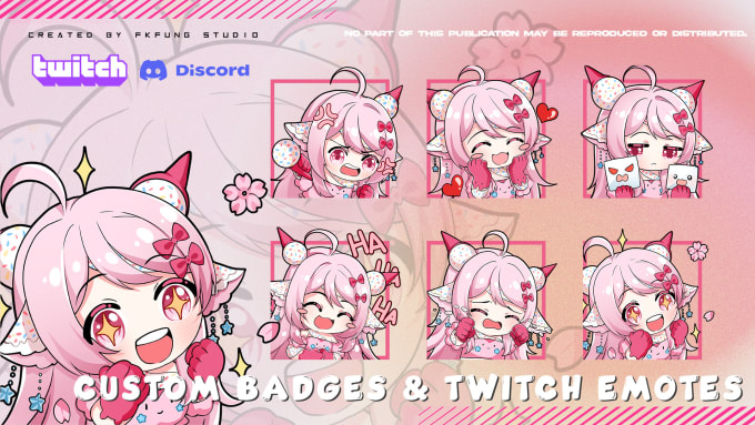 Gig Preview - Create chibi twitch emotes and badges for streamers vtubers