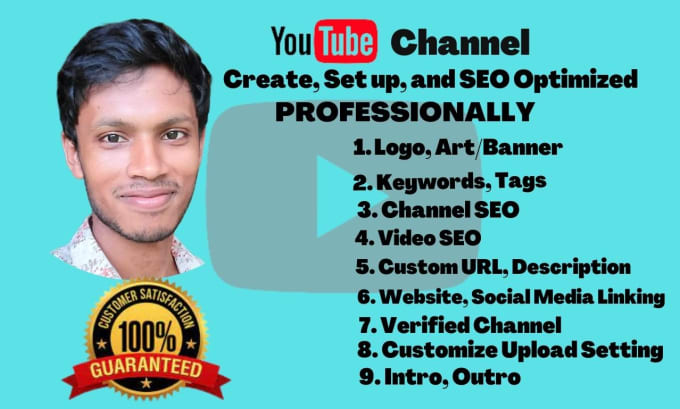 Gig Preview - Create, setup and SEO optimized youtube channel