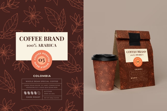 Gig Preview - Design coffee label coffee bag coffee pouch coffee cap coffee packaging