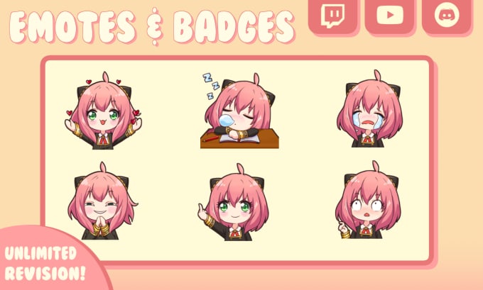 Gig Preview - Create custom twitch emotes, youtube emoji, and sub badges