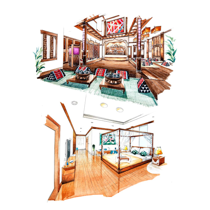 Gig Preview - Sketch interior and exterior of your favorite