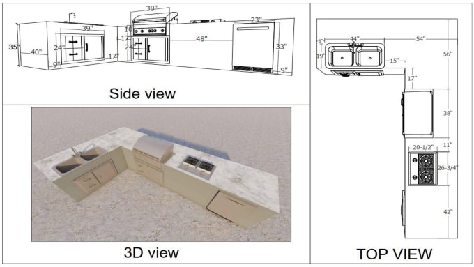 Gig Preview - Design your outdoor kitchen with measurements plan