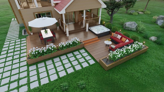 Gig Preview - Create your 3d deck, porch, landscaping for your house