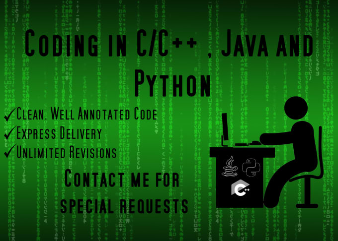 Gig Preview - Write you code for your c, cpp, java, python tasks