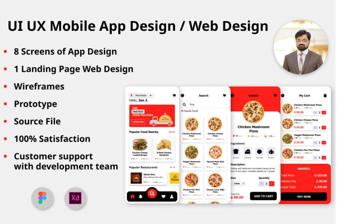 Gig Preview - Design wireframe website mobile app uiux in adobe xd figma