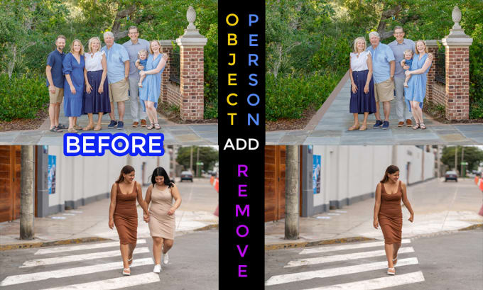 Gig Preview - Add or remove person, objects, change background using photoshop