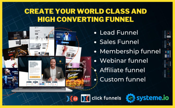 Gig Preview - Make systeme io sales funnel gohighlevel clickfunnels expert, kajabi