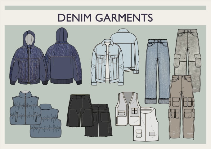 Gig Preview - Create denim technical sketches and tech packs