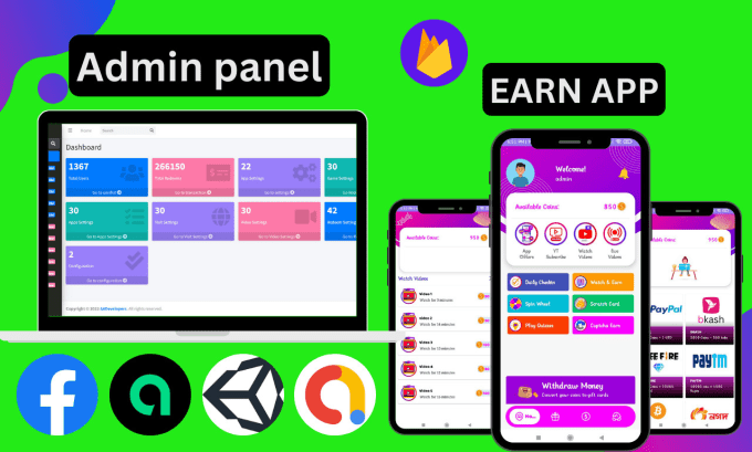 Gig Preview - Create earning app with admin panel