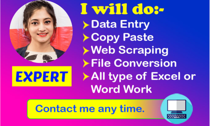 Gig Preview - Do data entry, copy paste, web research and excel data entry