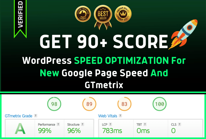 Gig Preview - Increase wordpress speed optimization for gtmetrix, google page speed insights