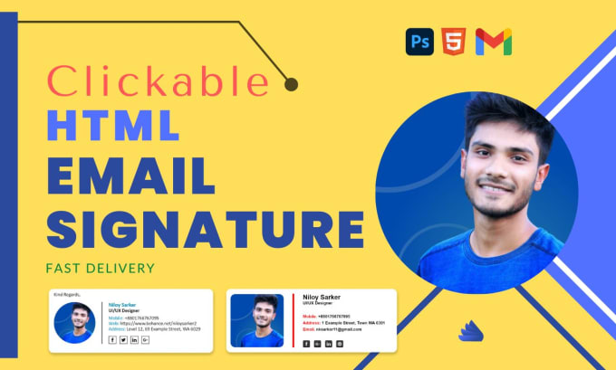 Gig Preview - Create clickable html email signature for gmail, outlook