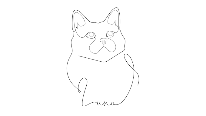 Gig Preview - Draw single line art portrait of your pet, cat, dog