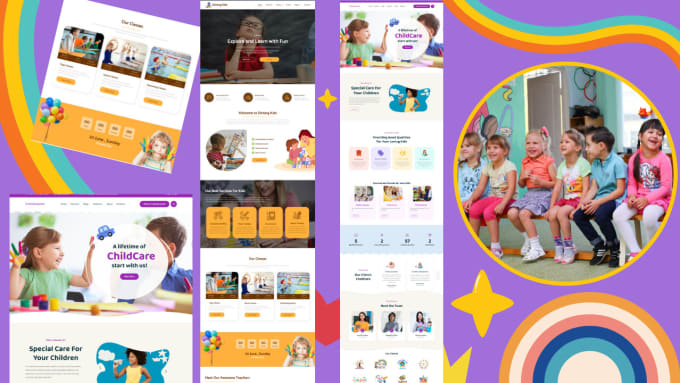 Gig Preview - Design colourful preschool daycare dayhome kindergarten childcare website