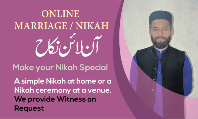 Gig Preview - Do online nikah, help people do online wedding as imam nikah