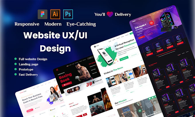 Gig Preview - Create a modern website UX UI using figma xd and photoshop