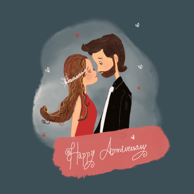 Gig Preview - Illustrate cute custom cartoon portrait for couples family and invitations