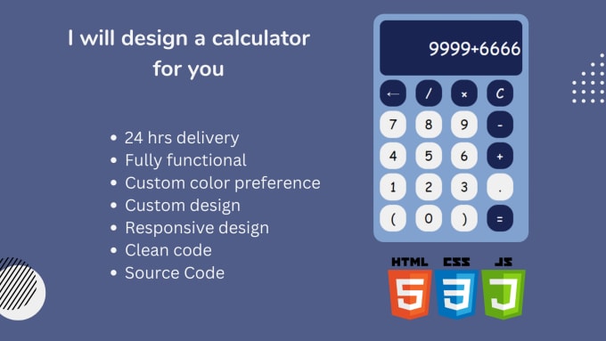 Gig Preview - Develop a web calculator using html css js