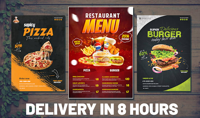 Gig Preview - Design food poster, restaurant menu, and food flyer  for you