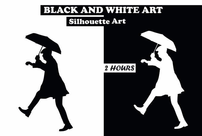 Gig Preview - Black and white silhouette vector illustrations