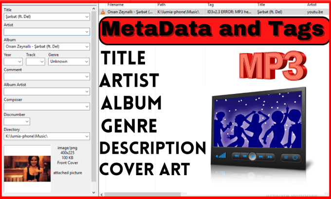 Gig Preview - Add and edit mp3 music metadata id3 tags, album cover art for your songs files